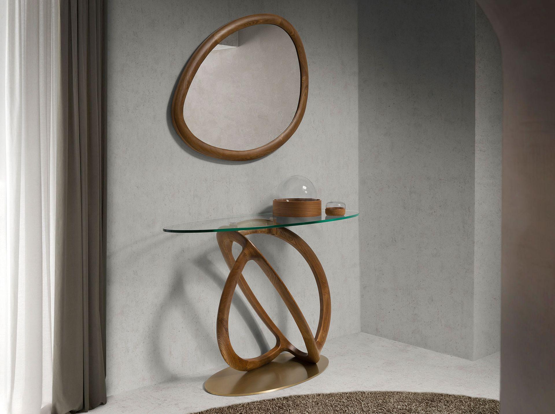 Wall mirror walnut brown 2