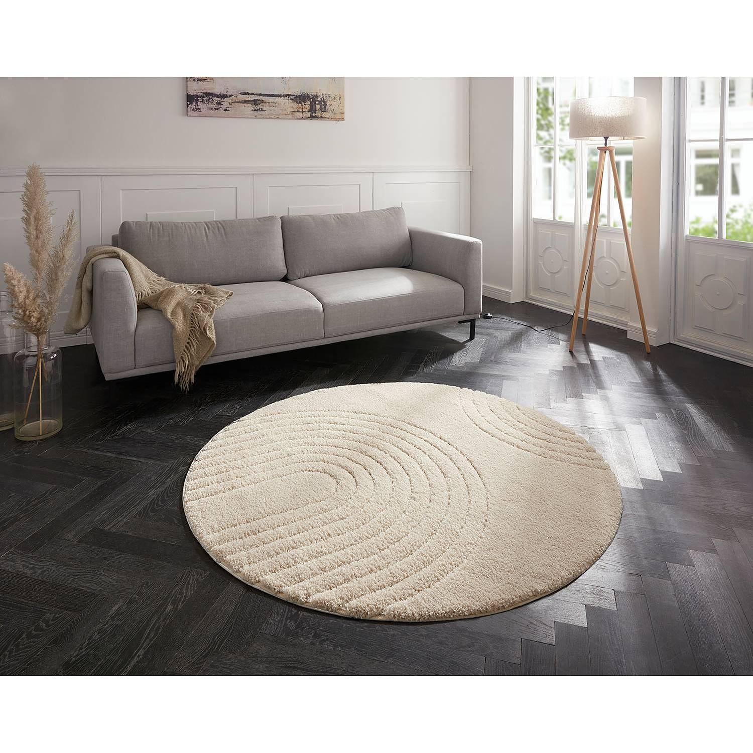 Fergus Hochflorteppich Creme Ø 160cm 0