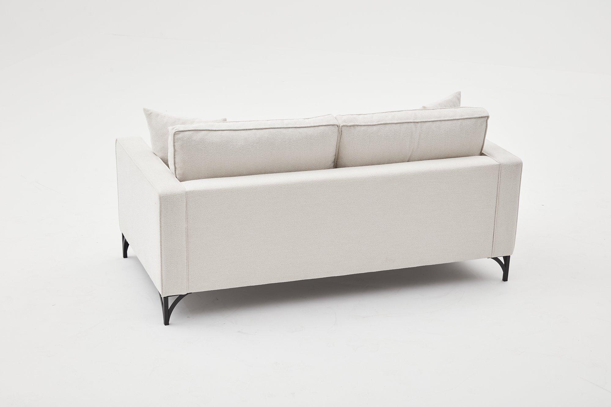 Lima Sofa 2-Sitzer Creme mit schwarzen Beinen 4