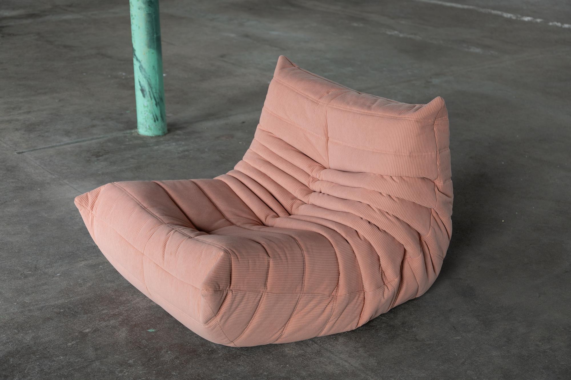 Togo Set lounge 5 pezzi velluto a coste rosa 3