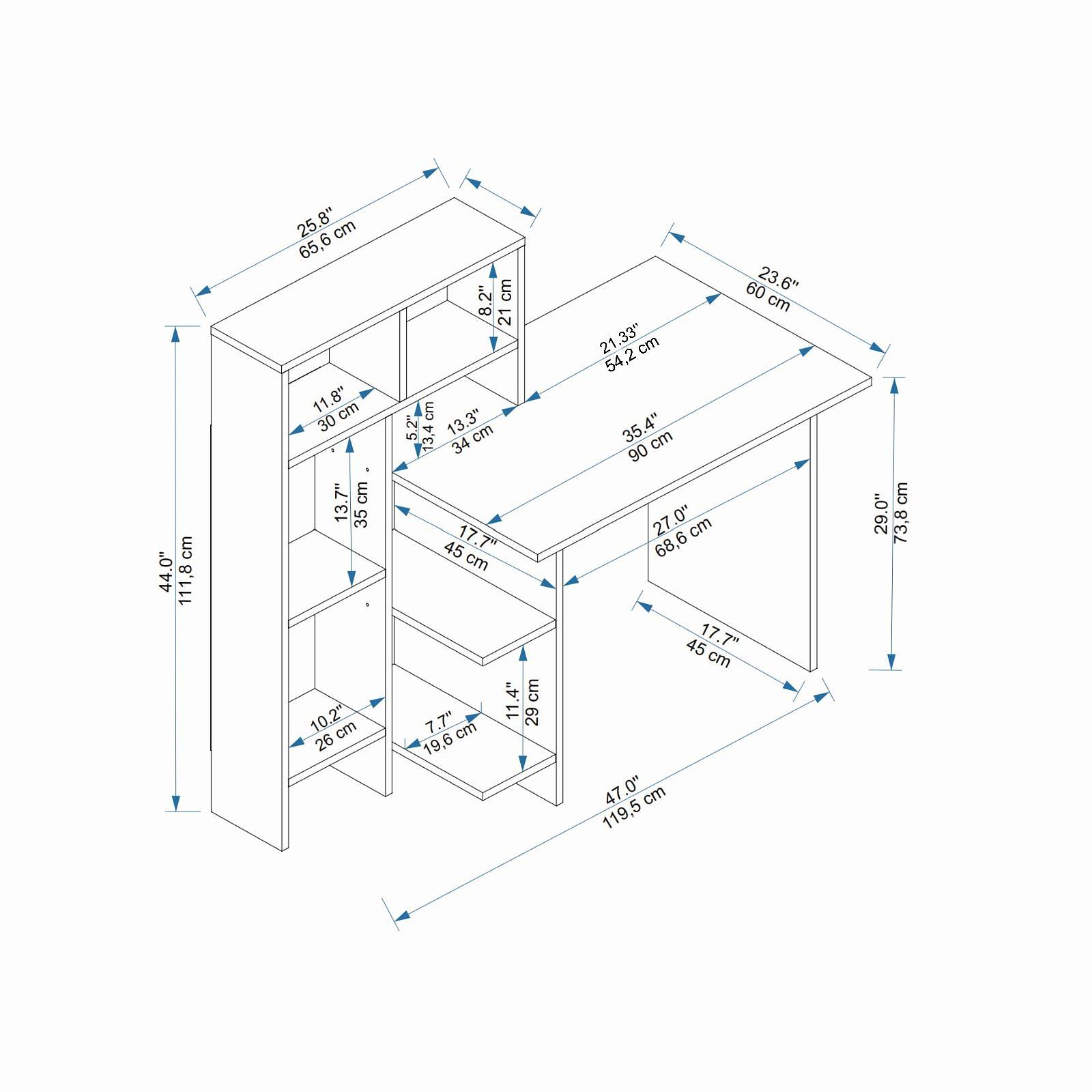 Bugra Schreibtisch Holzfurnier Weiß 6