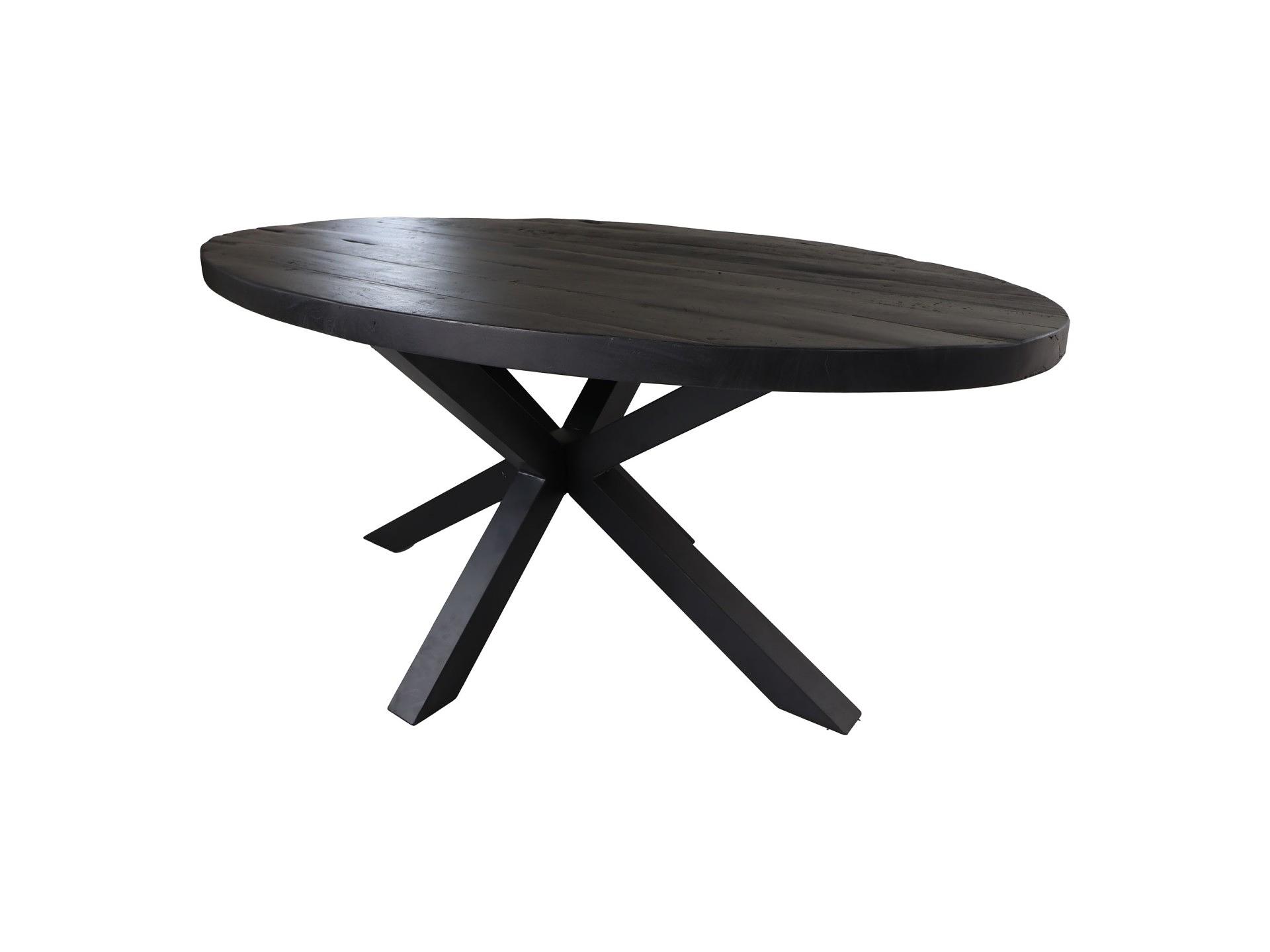 Ovale Tischplatte Mangoholz Schwarz 2