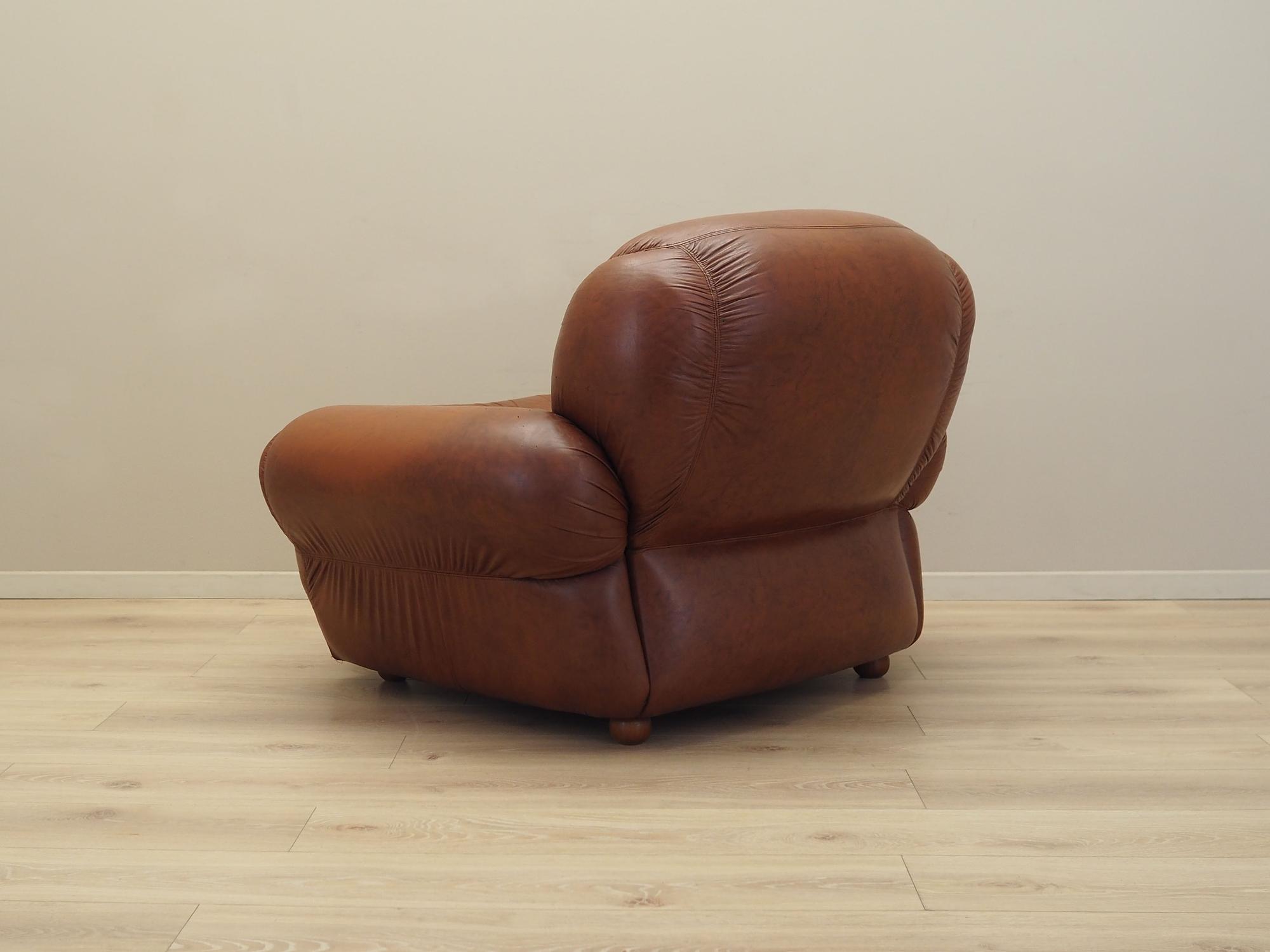 Sessel Leder Braun 1970er Jahre 4