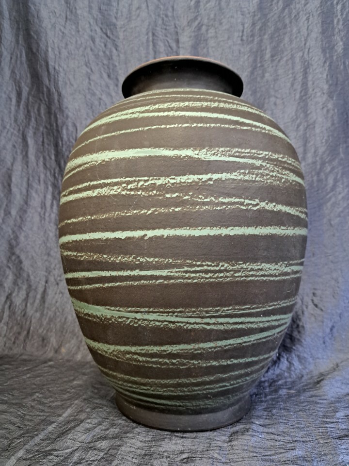 Vintage Vase Keramik Braun Grün 3