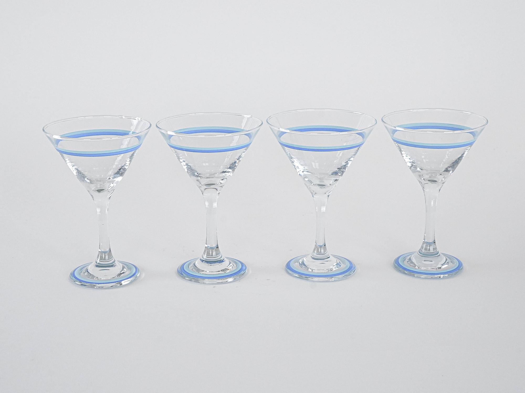4x Martini Glasses Blue 3
