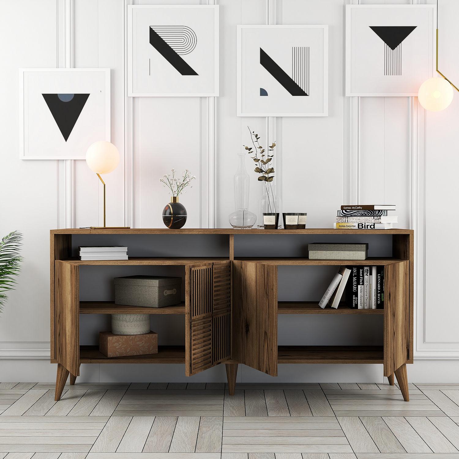 Milan Sideboard Walnussbraun 160cm 3