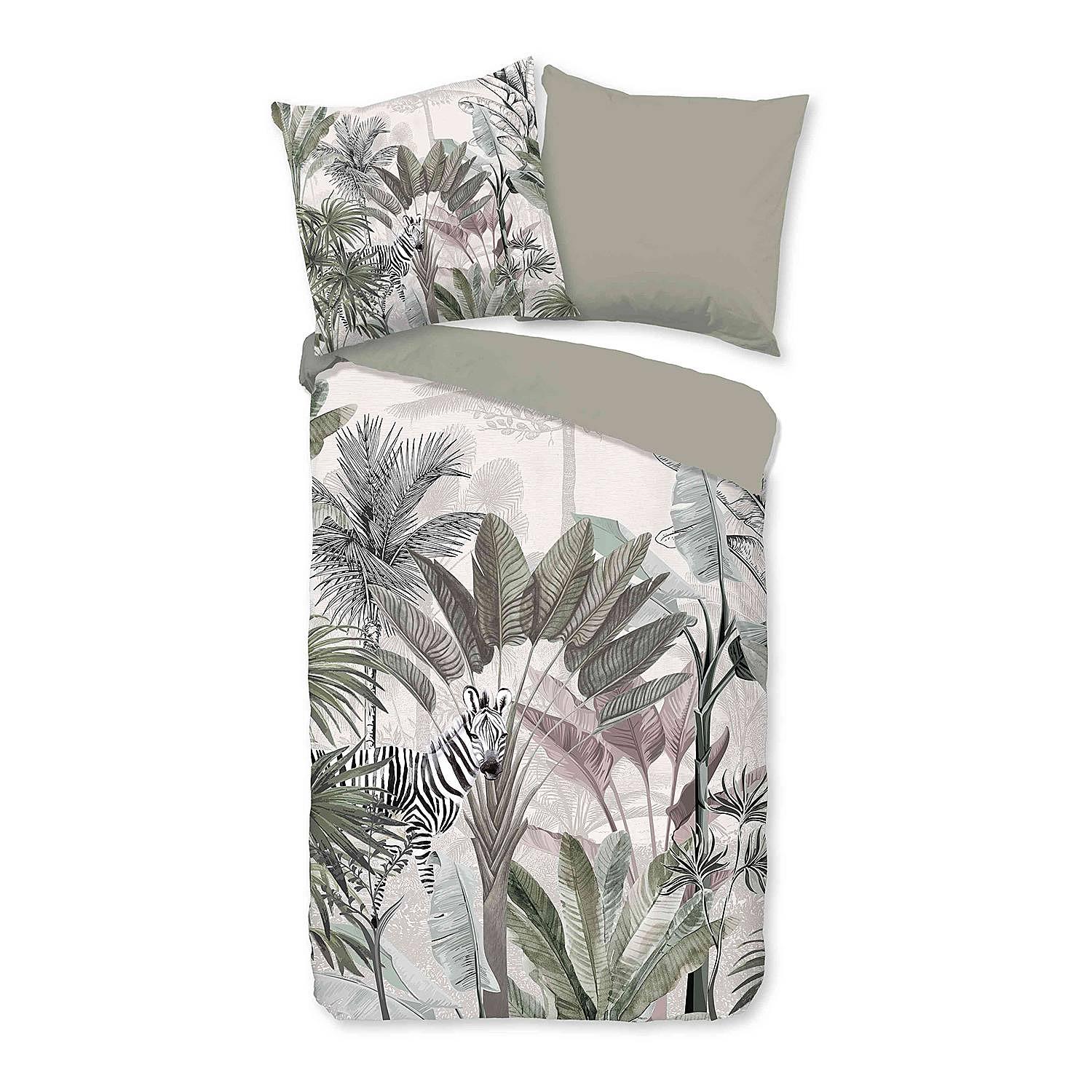 Irene Bettwäsche-Set Baumwolle Grau 155x220cm Kissen 80x80cm 1