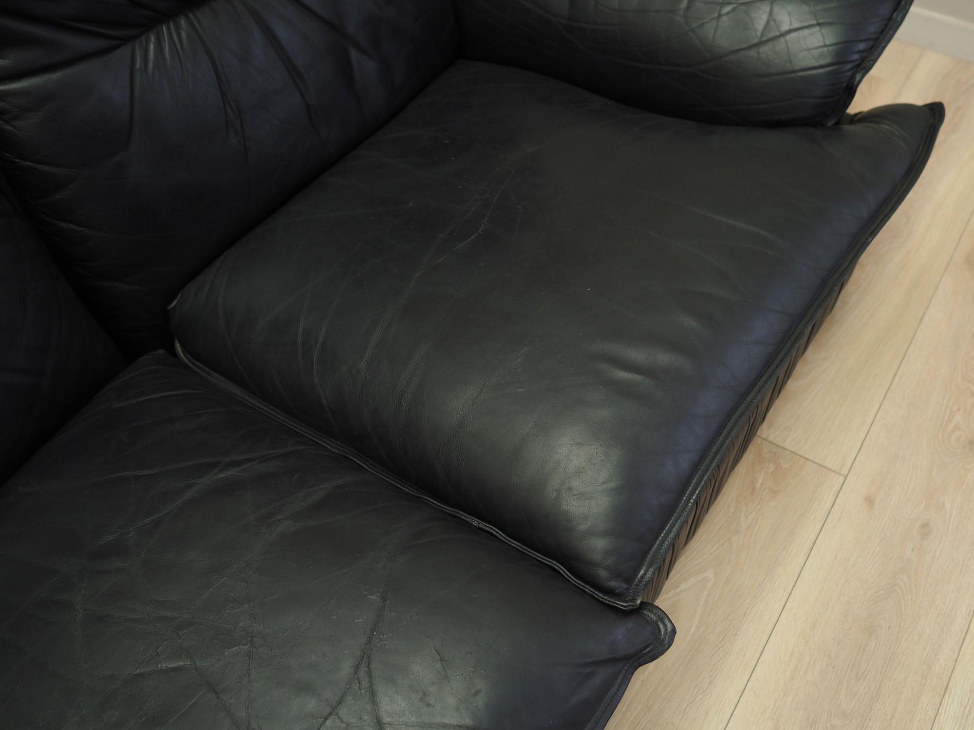 Modulares Sofa Leder Schwarz 1960er Jahre 7