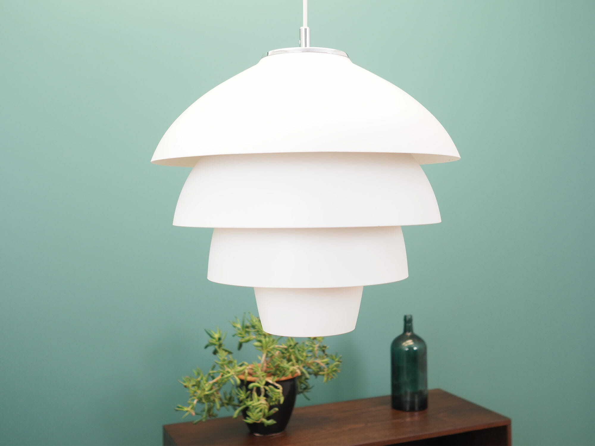 Vintage pendant lamp metal white 1970s 2