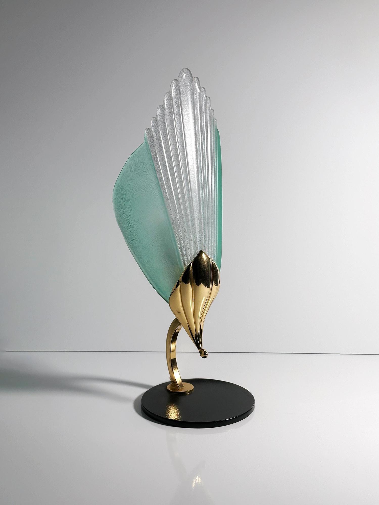 2x Vintage table lamp glass brass 1980s 6