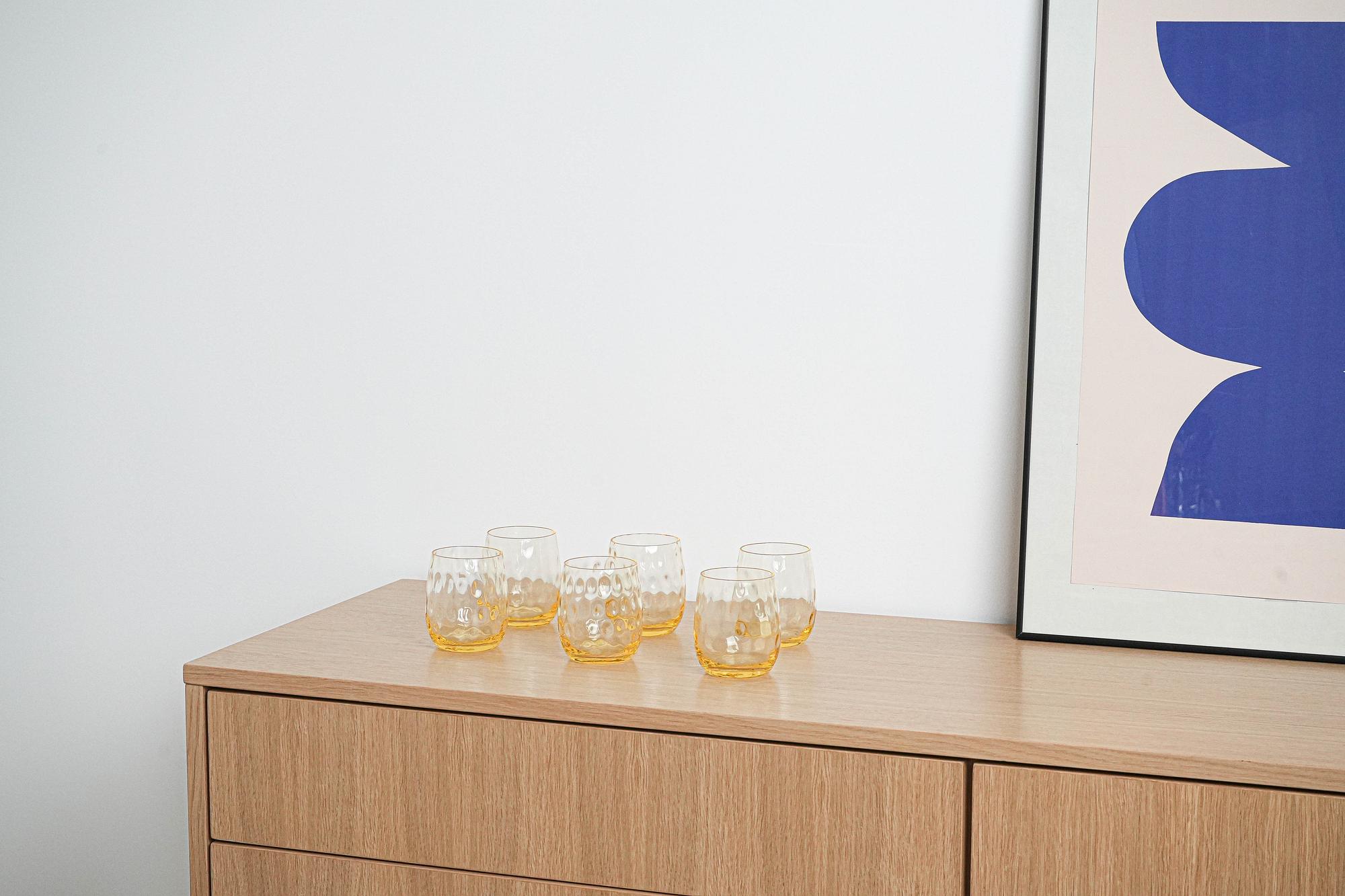 Gläser-Set 6-Teilig Gelb Transparent 1970er Jahre 6