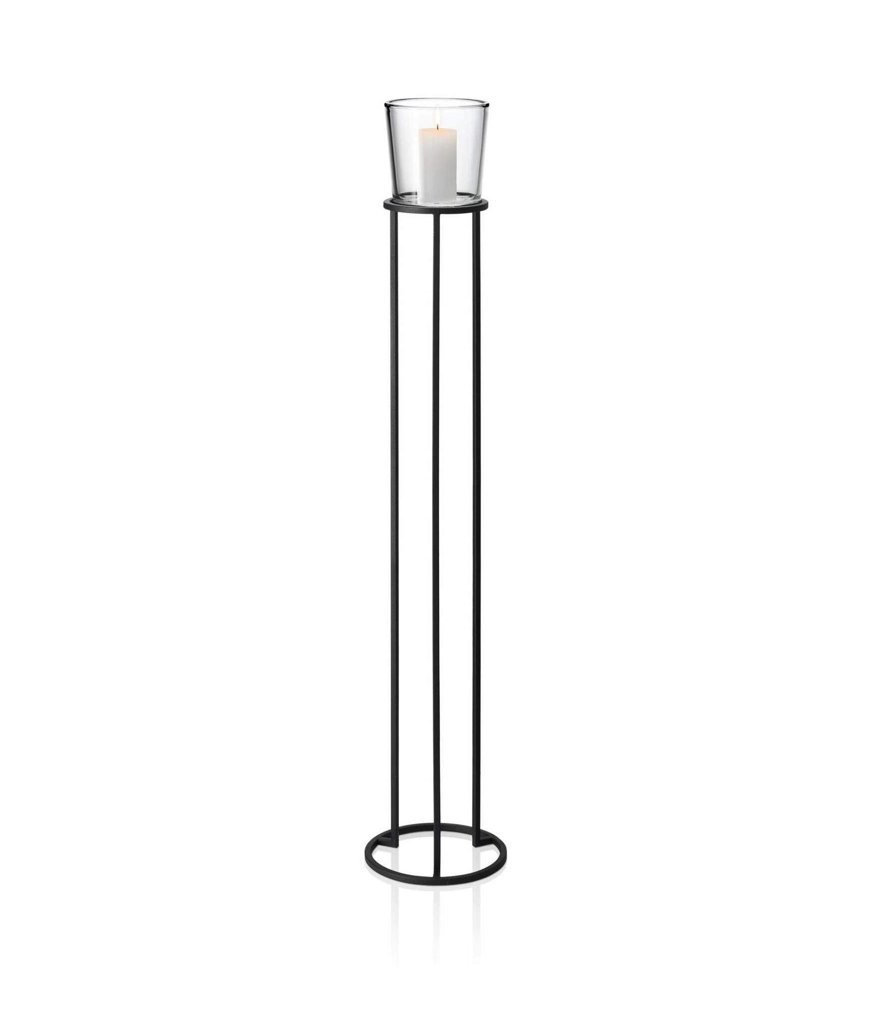 Nero Hoher Kerzenhalter Stahl Glas 138cm  0