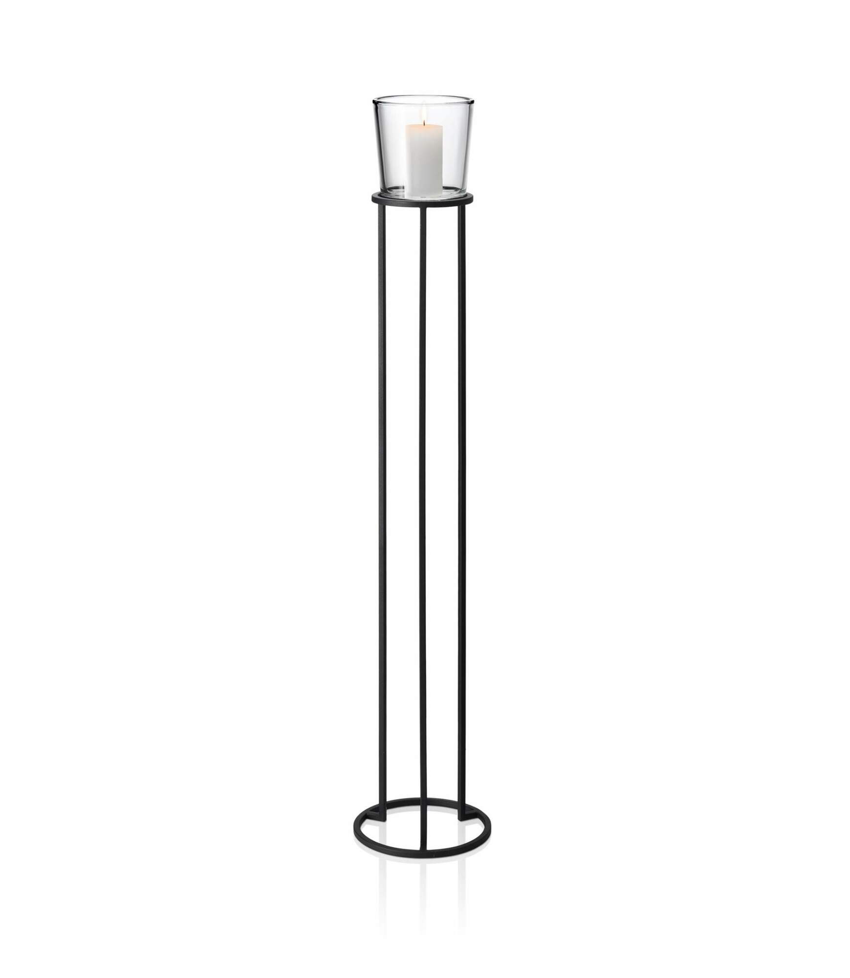 Nero Hoher Kerzenhalter Stahl Glas 138cm  0