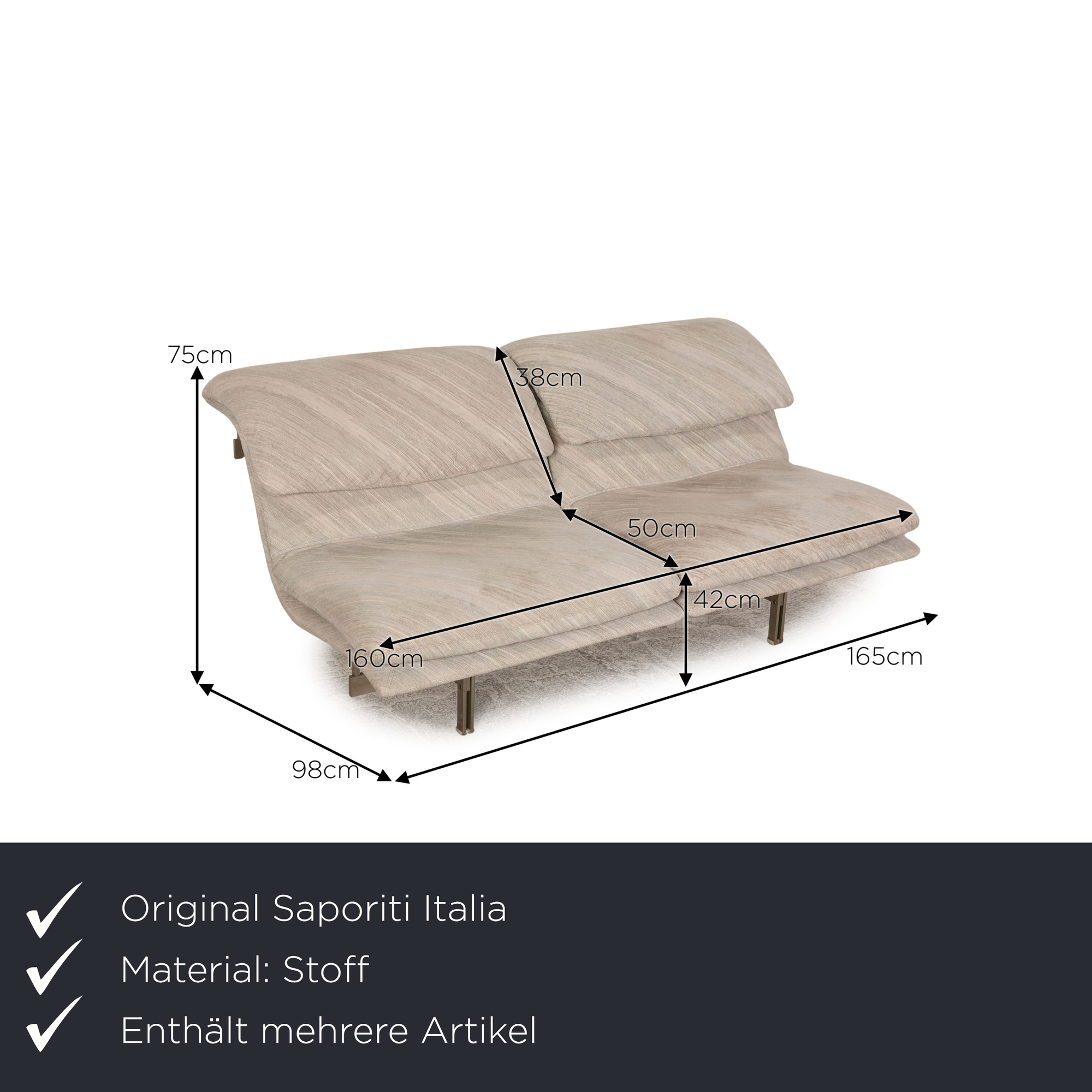 Wave Sofa Garnitur mit Funktion Stoff Grau 1
