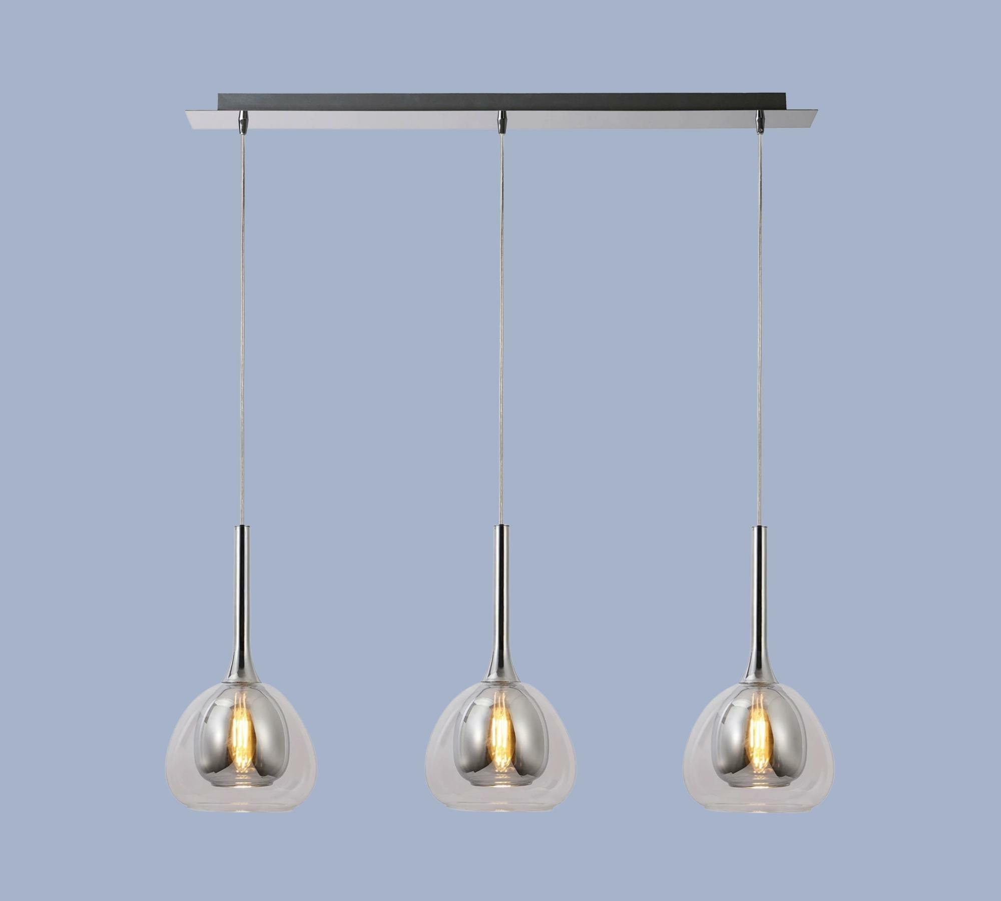 Pendant lamp Hadan III mirror glass / iron 3-bulb 1