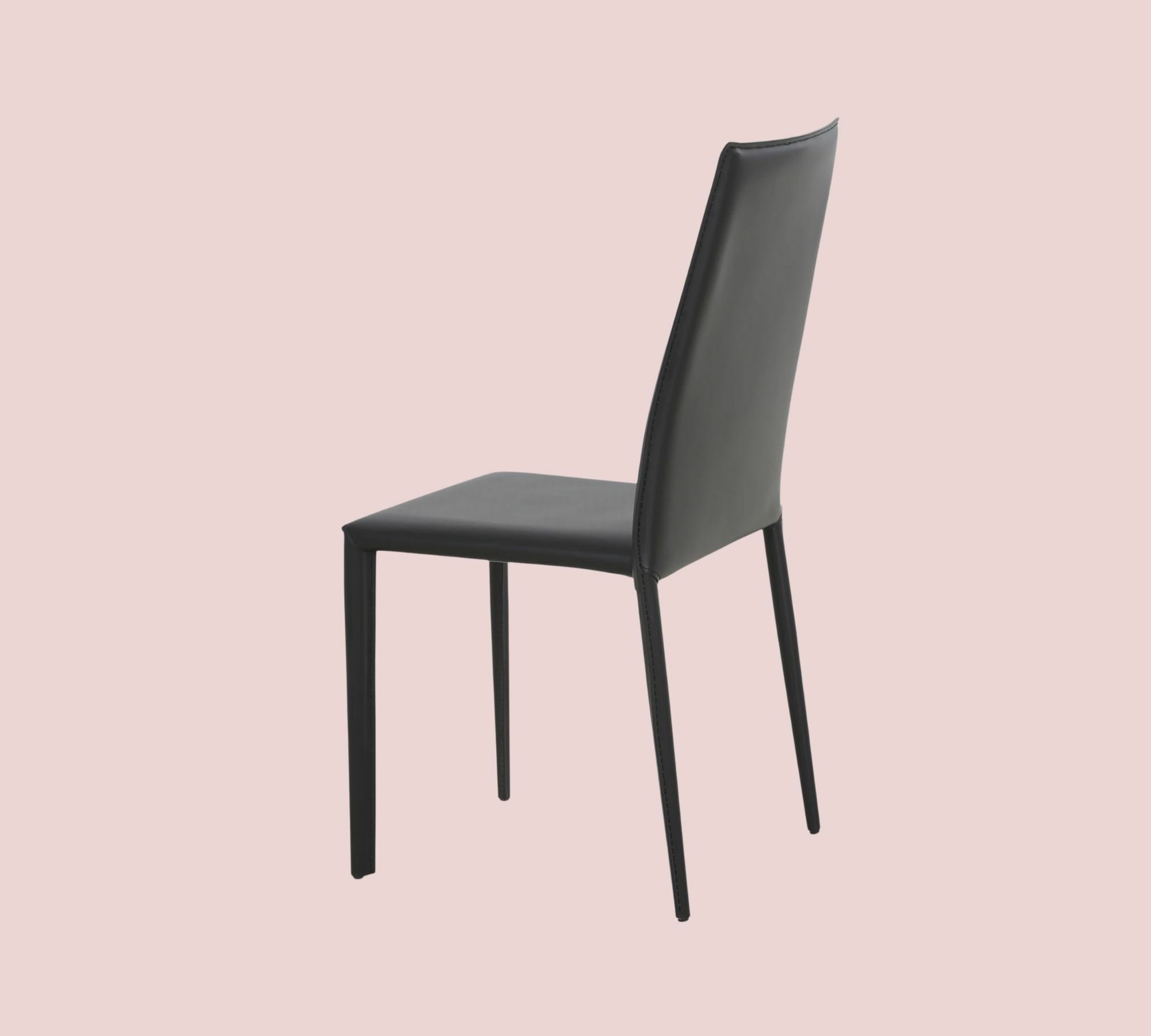 2x Esszimmerstuhl recyceltes Leder Schwarz 3