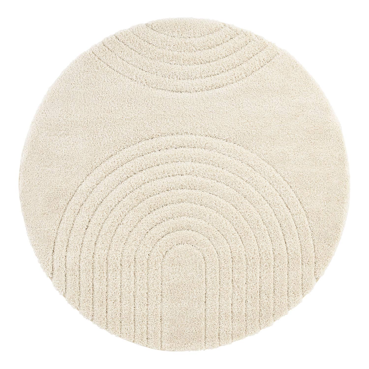 Fergus Hochflorteppich Creme Ø 160cm 1