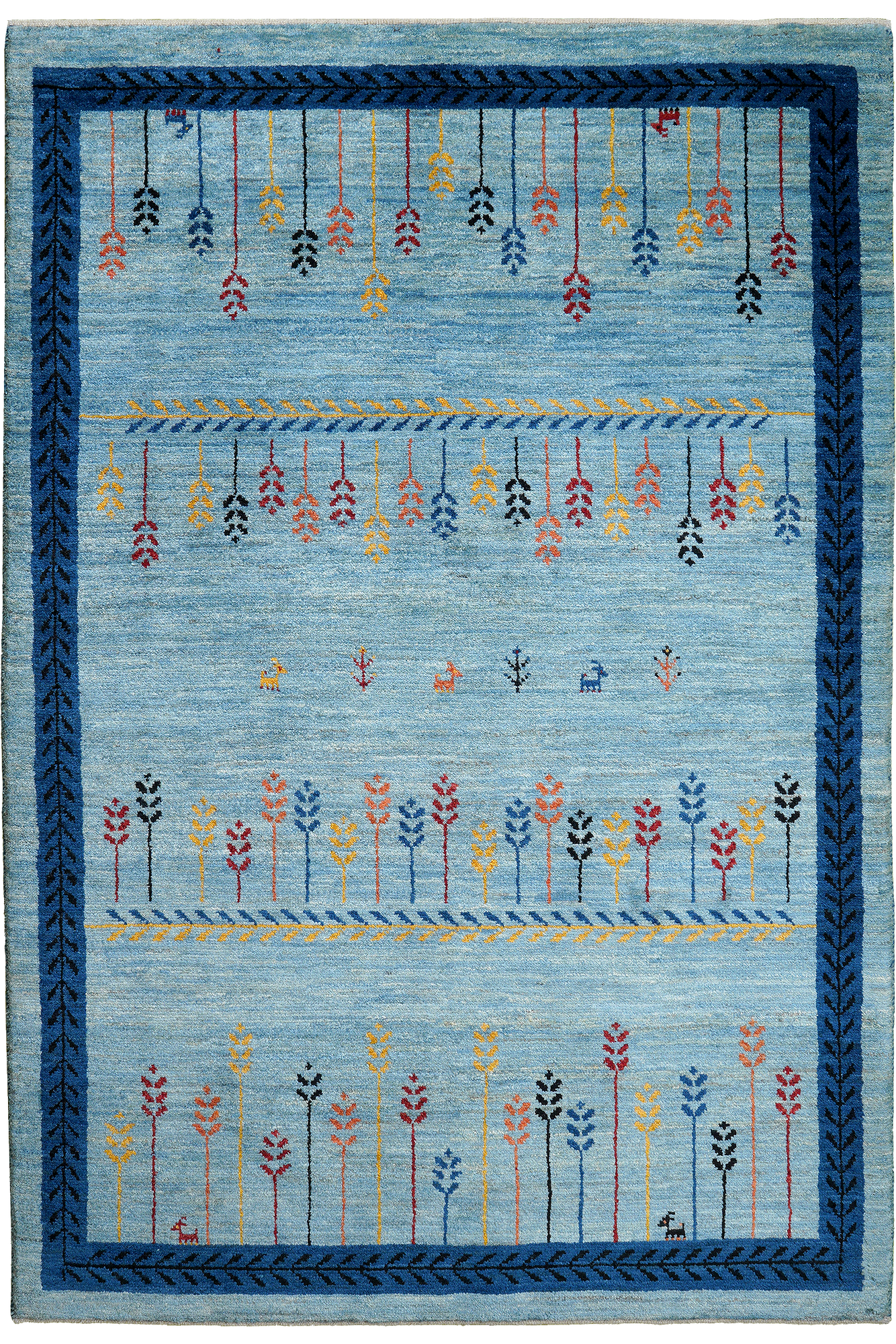 Rizbaf Gabbeh-Teppich Wolle Blau 0