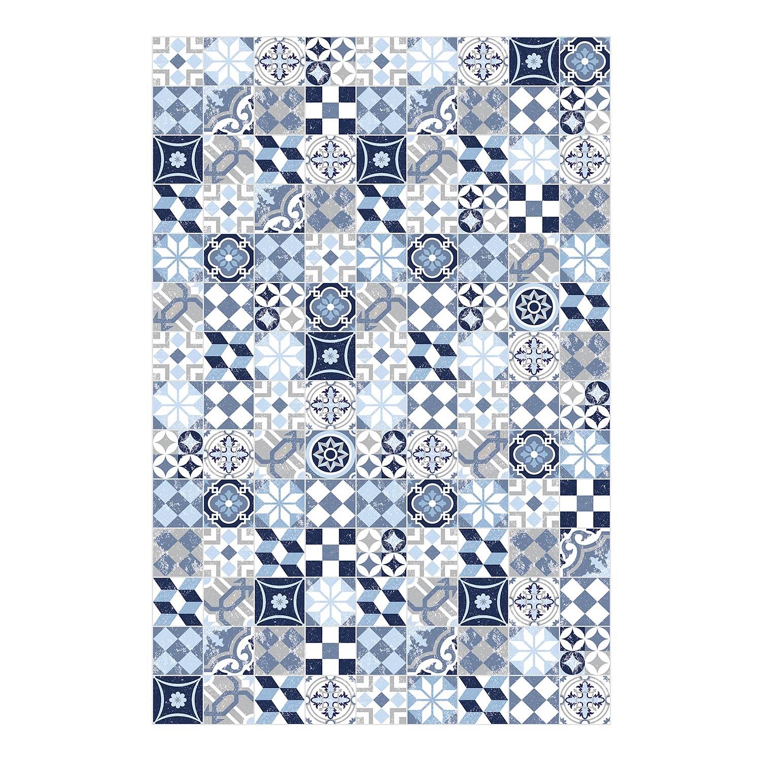 Vinylteppich Matteo Mosaik I Vinyl Blau 90 x 135 cm 0