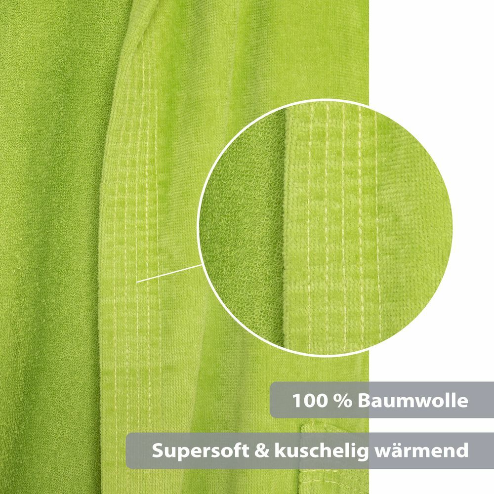 Unisex Bademantel Baumwolle mit Kapuze Gr√ºn Small 2