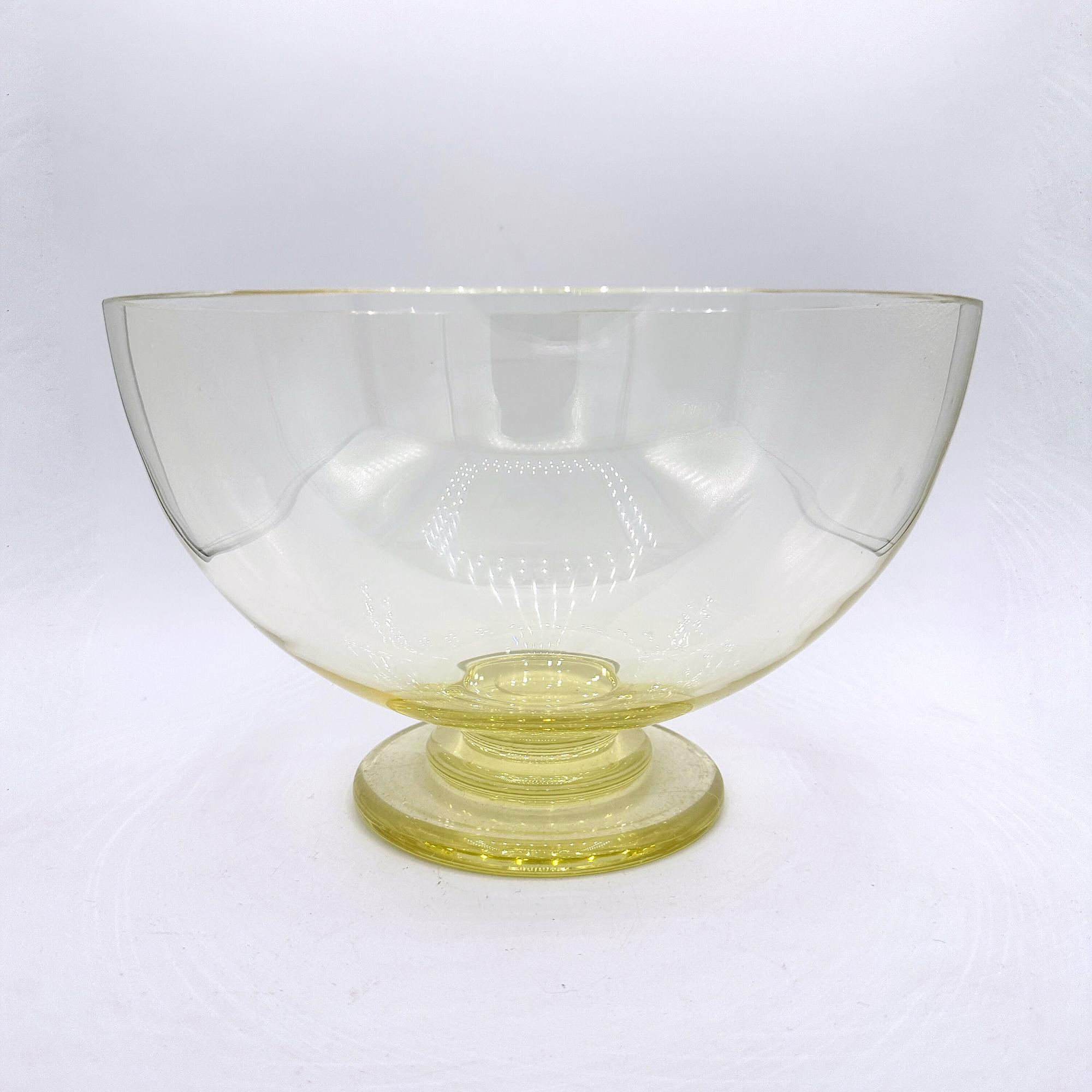 Vintage Art Deco Bowle Set Glas Gelb 1930er Jahre 1