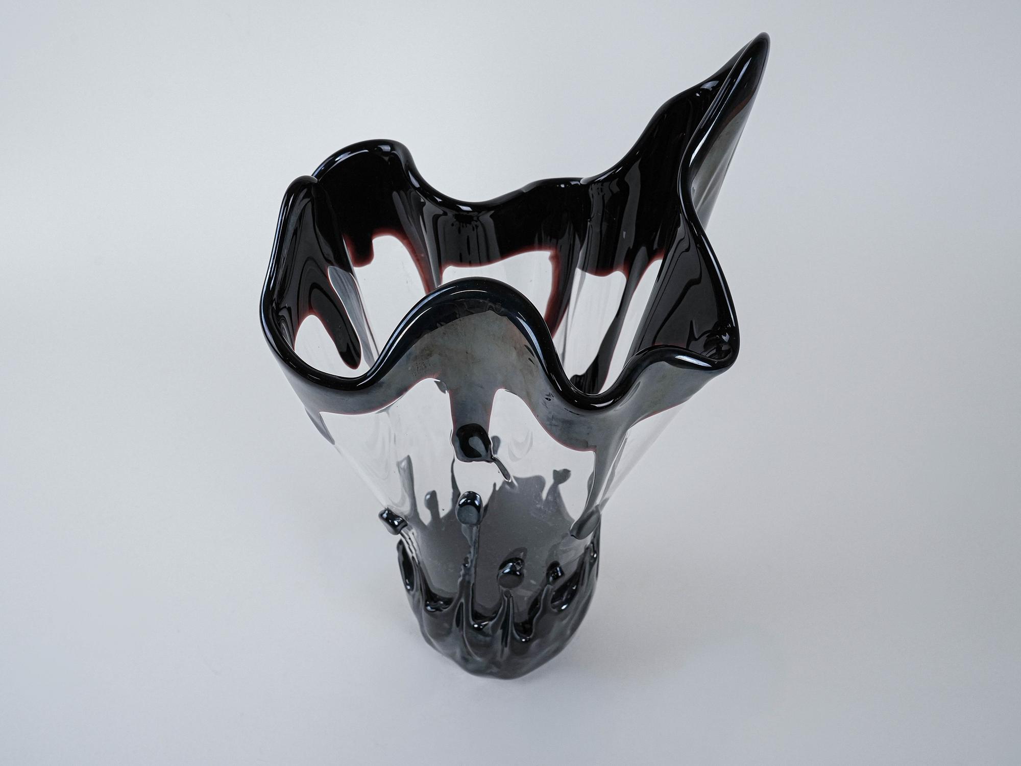 Murano glass vase black 1960s 5