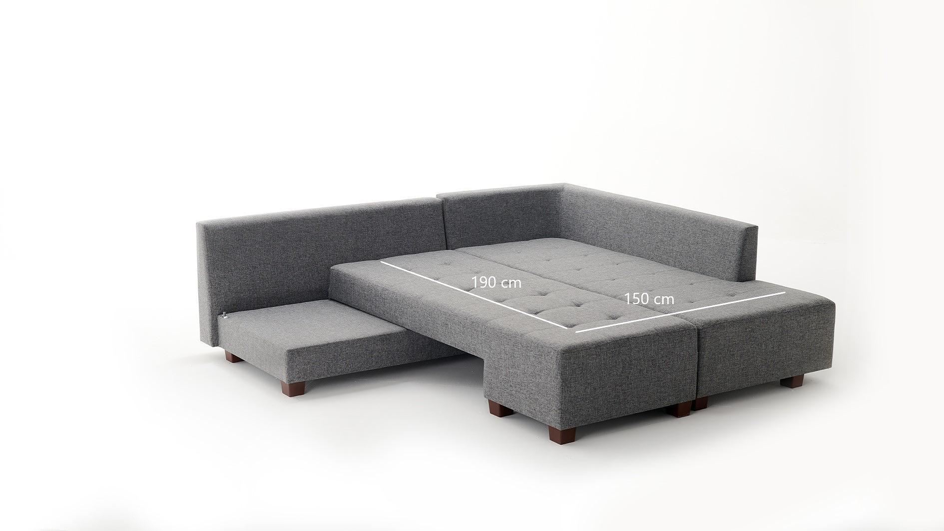 Manama Corner Sofa Bed Right - Grey 7