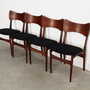 4x Vintage Stuhl Teakholz Textil Braun 1960er Jahre 3