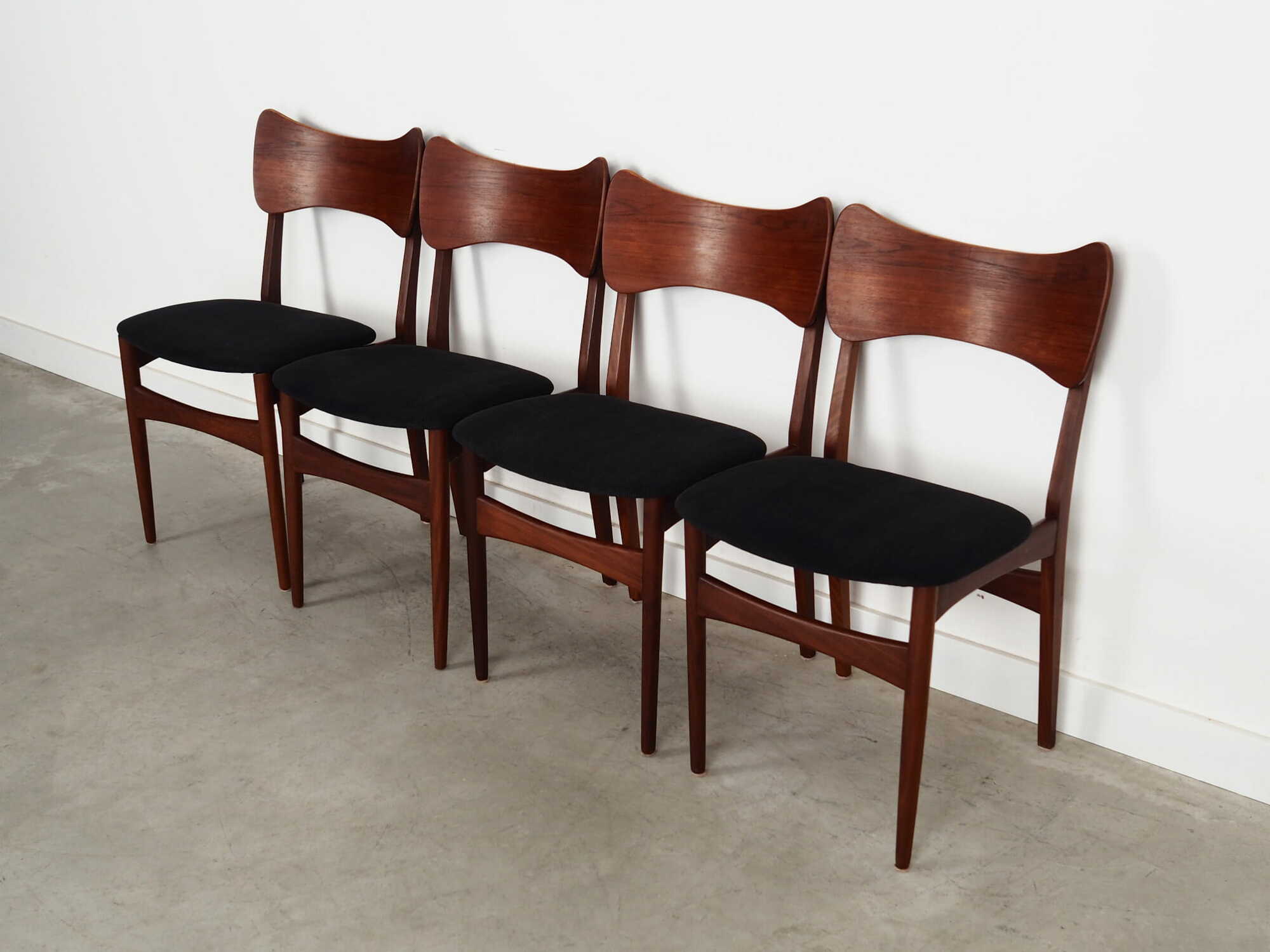 4x Vintage Stuhl Teakholz Textil Braun 1960er Jahre 3
