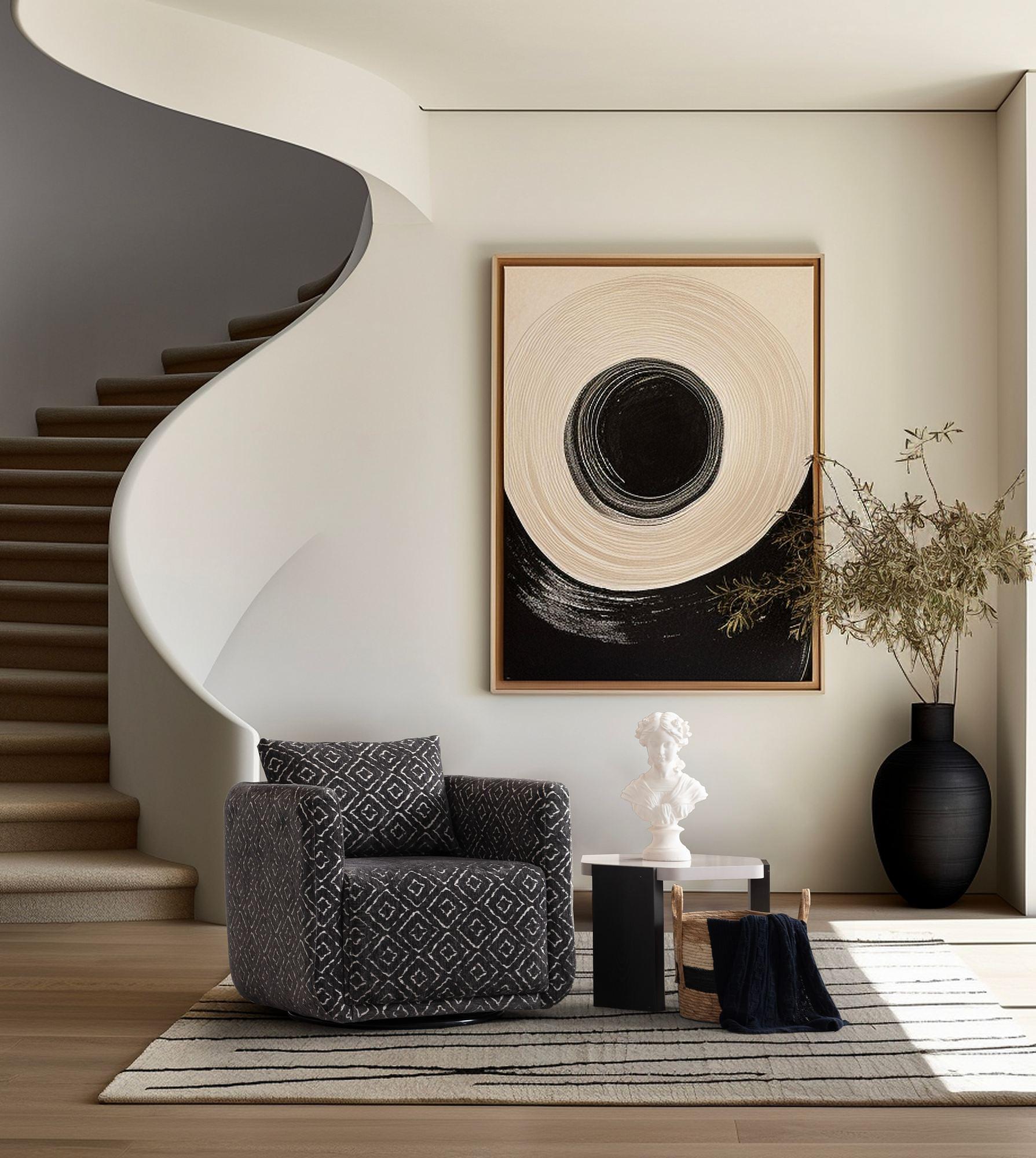 Nora Armchair Black and White Patterned 0