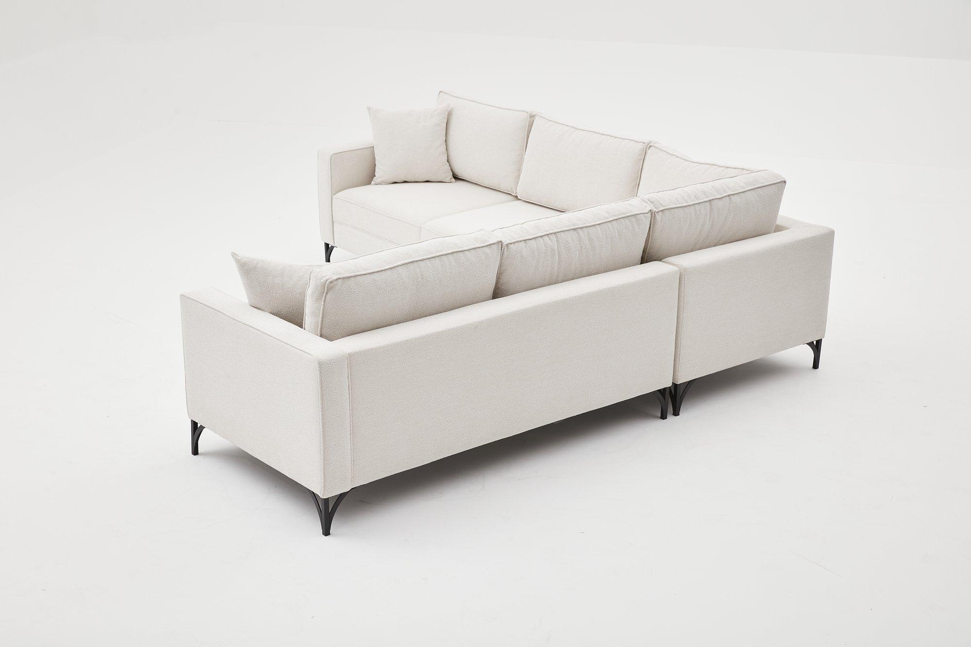 Lima Ecksofa 4-Sitzer Creme mit schwarzen Beinen 3