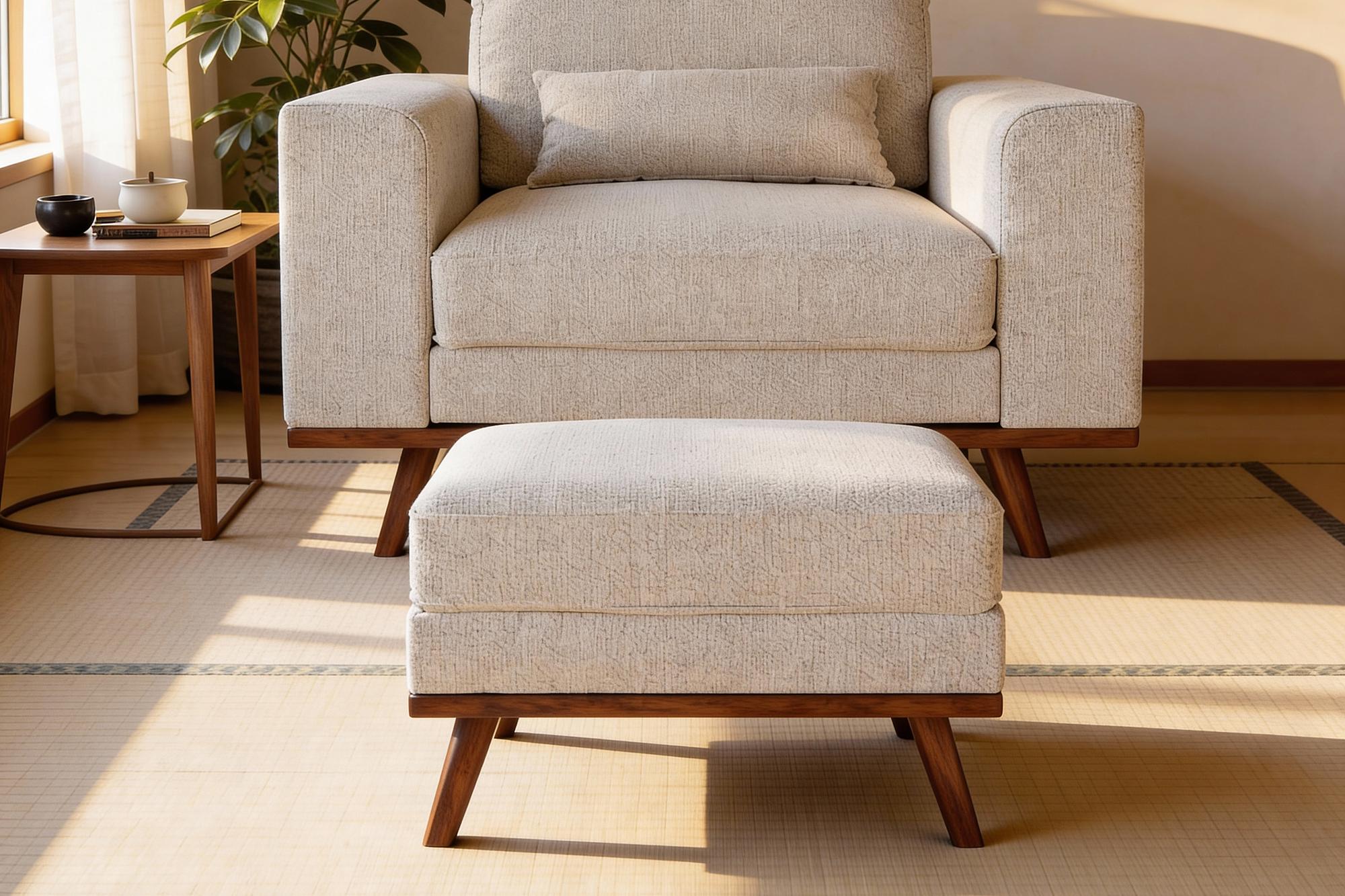 Stool Japandi Fabric Beige 6