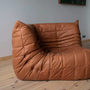 Togo Corner Sofa Pull-Up Leather Peach Brown 6