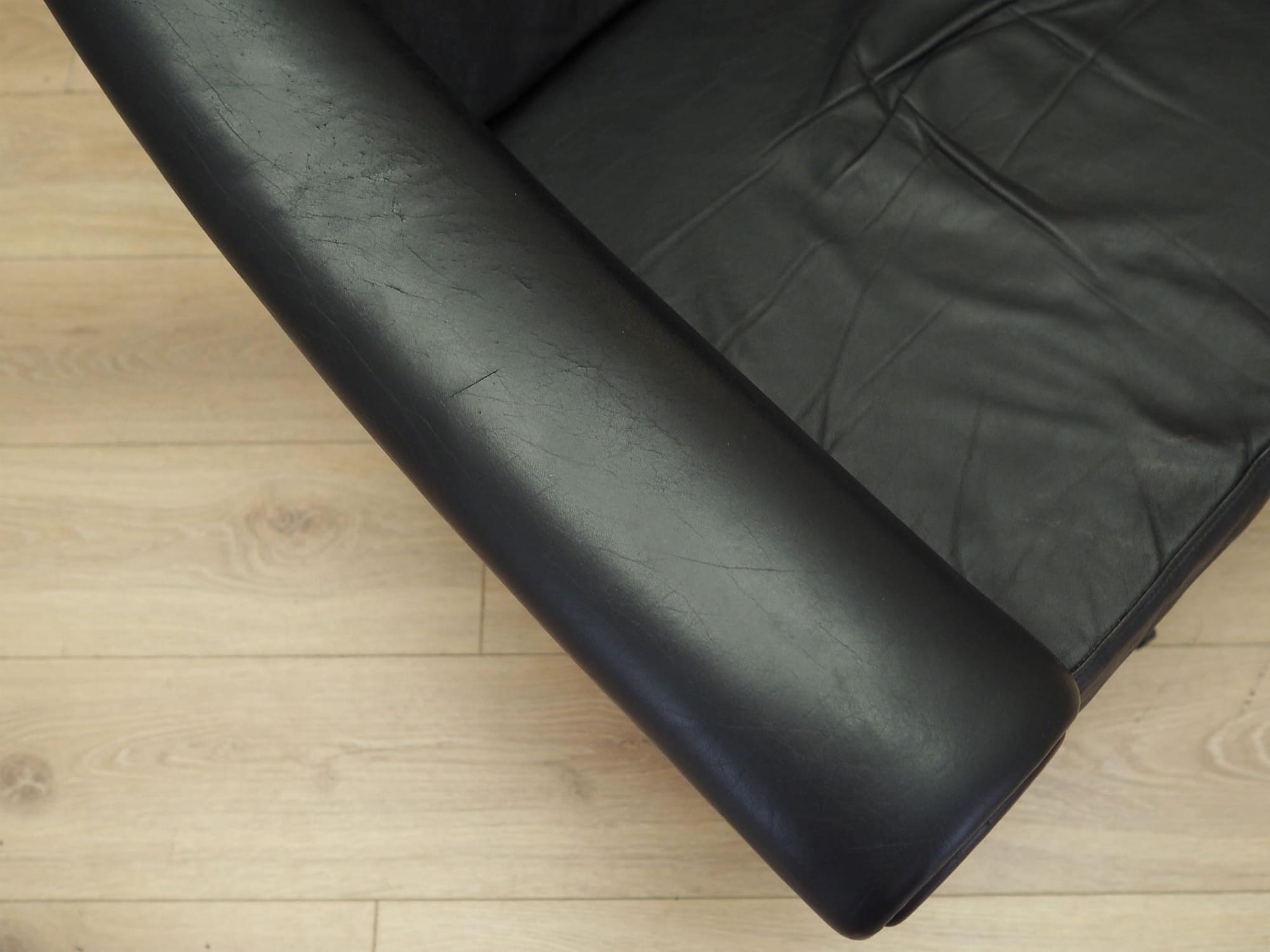 Swivel armchair Leather Black 1960s 12