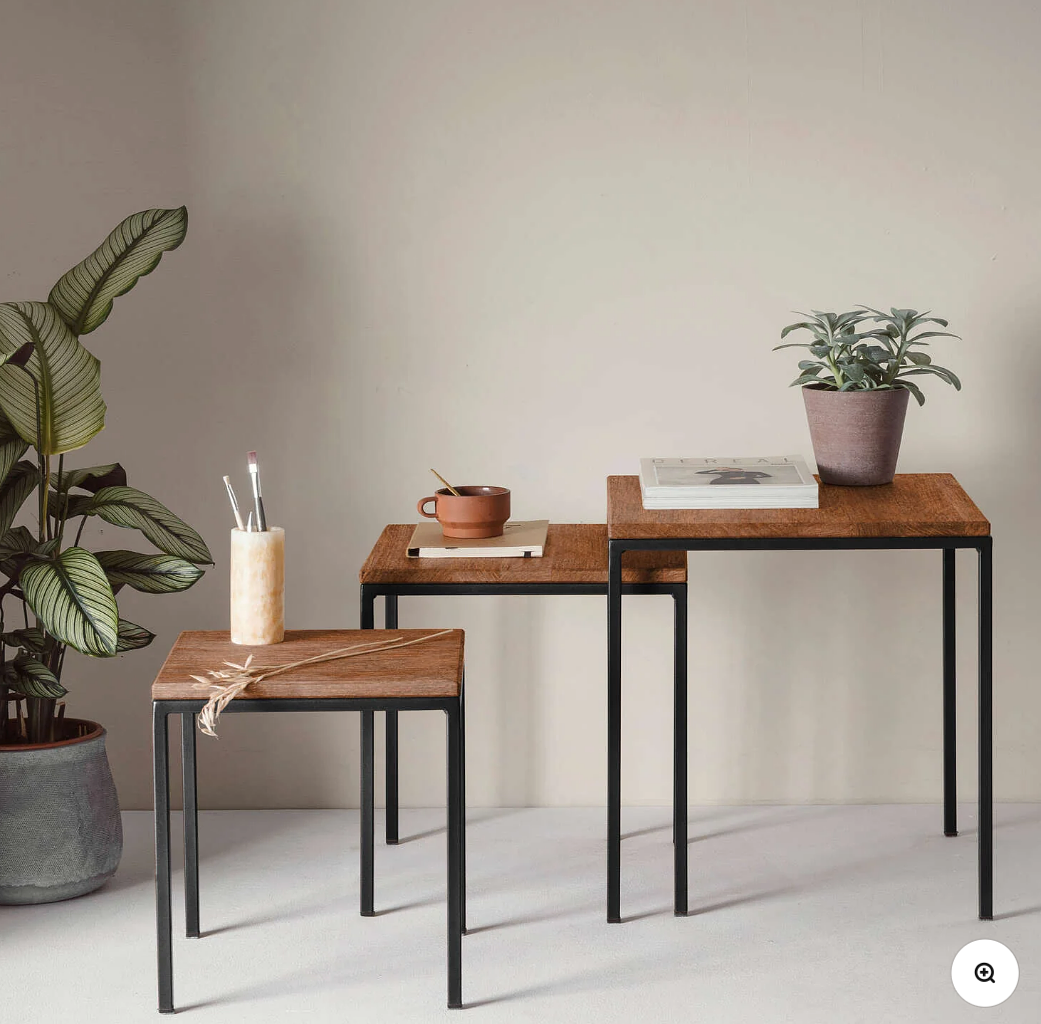 Cube 3er Tisch Set Beistelltisch Couchtisch Buchenholz 1