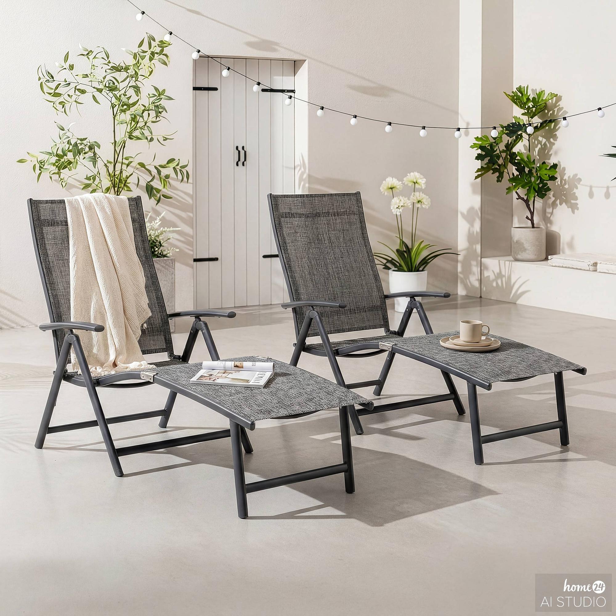 Lindy Garden Lounger Set of 2 Aluminum Grey 0
