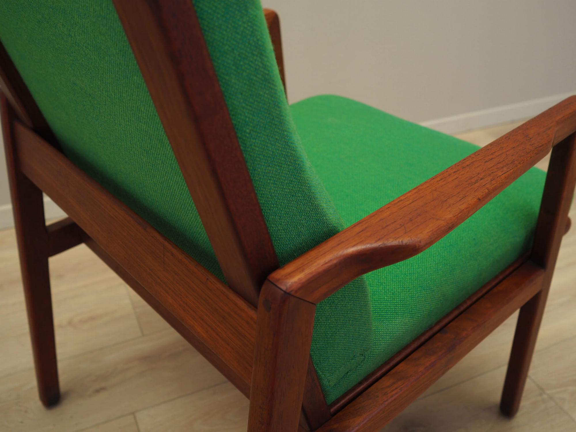 Poltrona Teak Tessuto Verde Anni '70 12