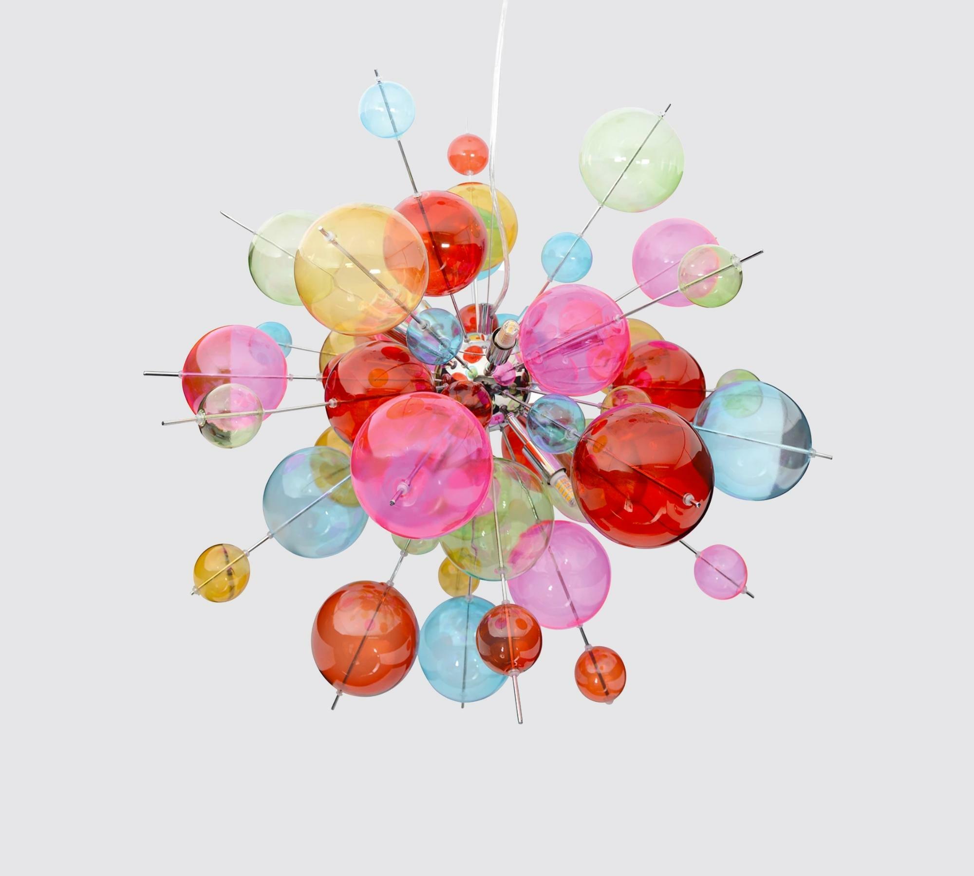 Pendelleuchte 10-flammig Bubble Kristallglas Bunt 0