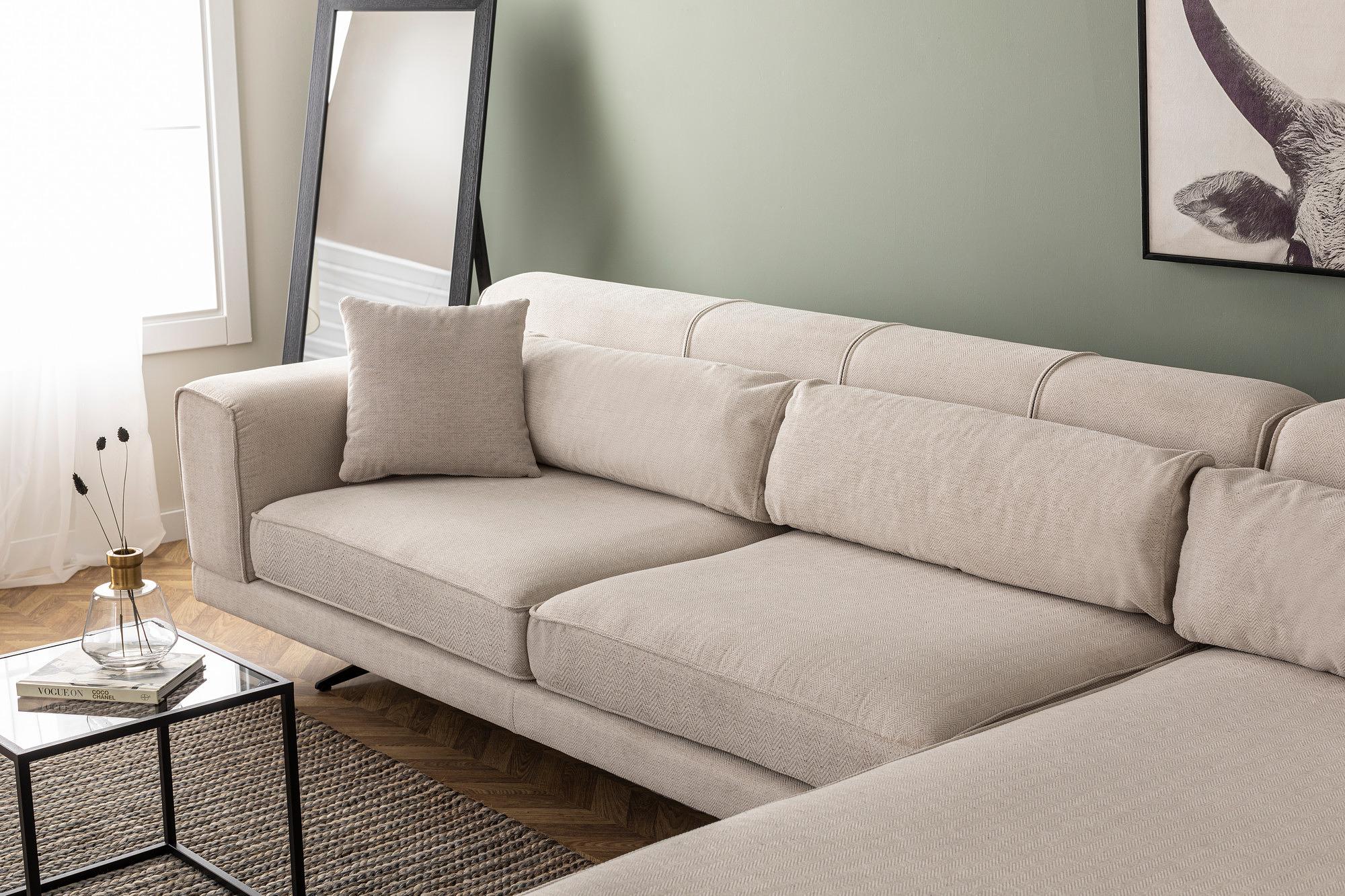Modernes Sofa Récamiere Rechts Beige 1