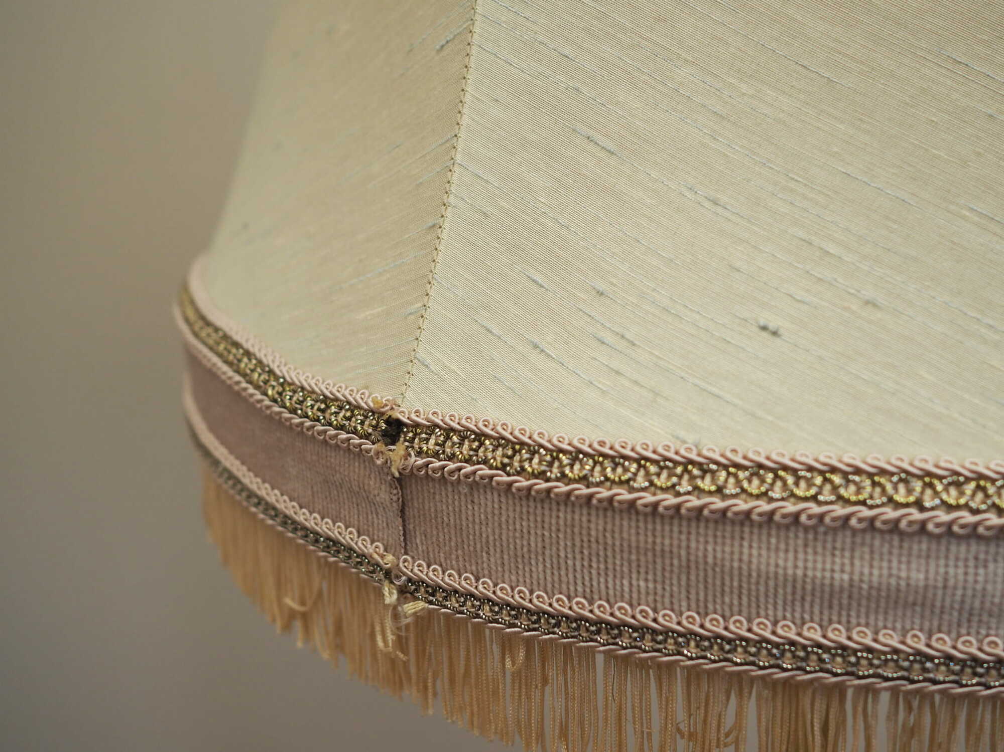 Vintage Floor Lamp Metal Textile Gold 1970s 4