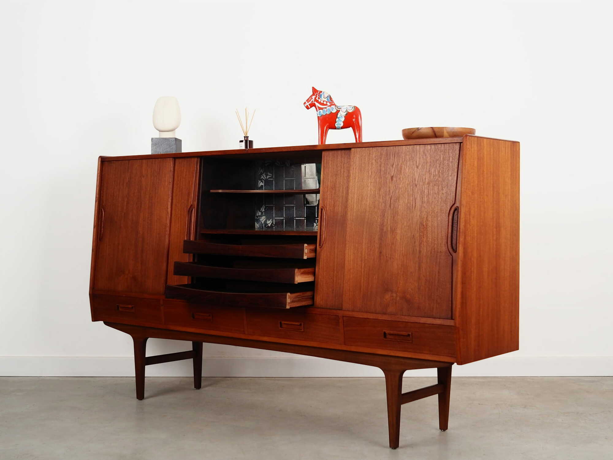 Highboard Teakholz Braun 1970er Jahre  4