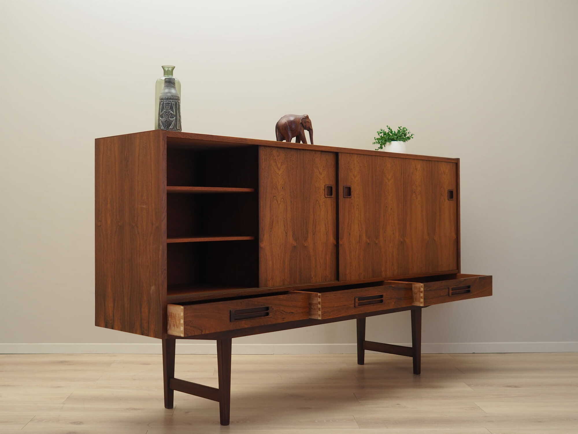 Highboard Rosenholz Braun 1960er Jahre 6