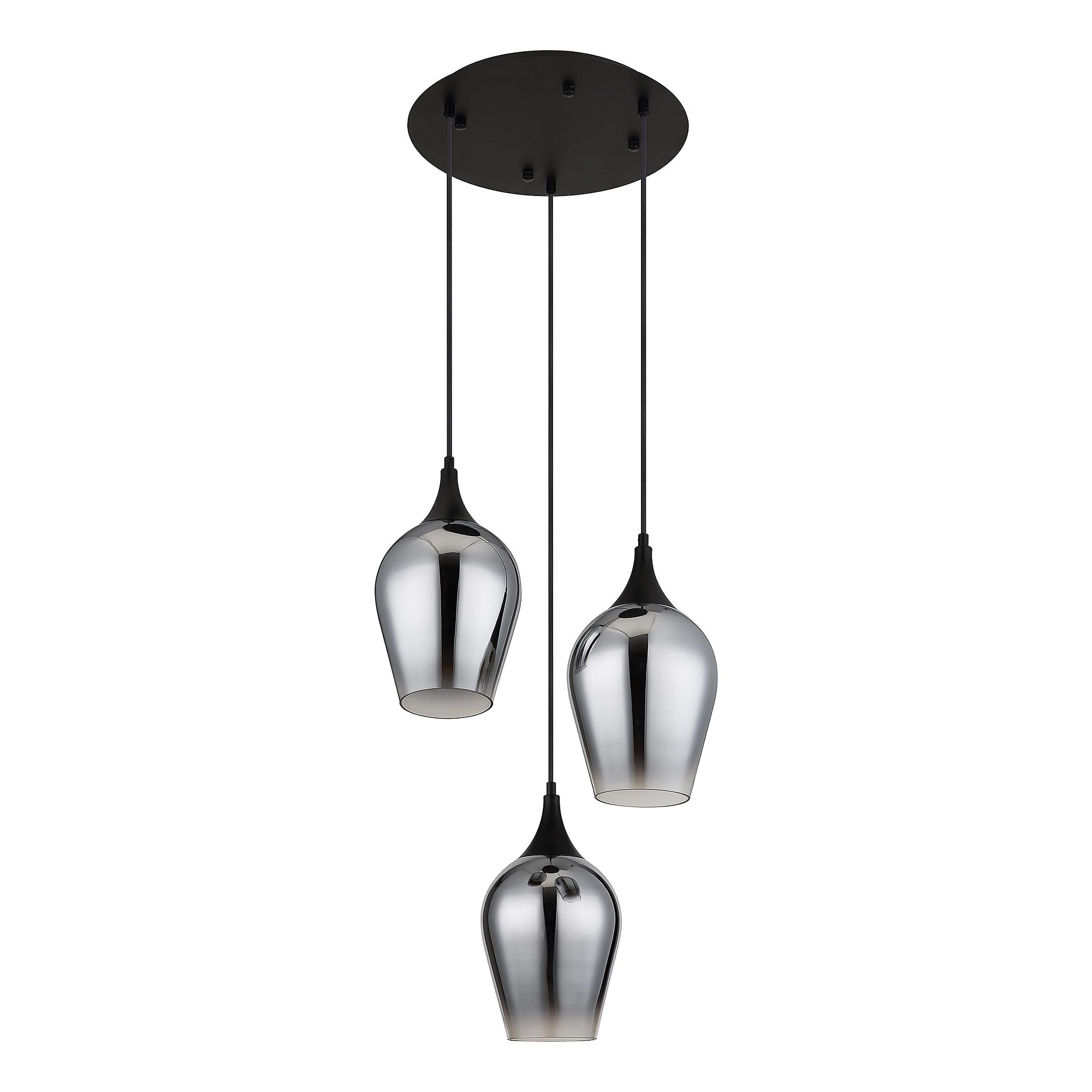 Lavus Typ B Pendelleuchte Rauchglas Eisen 3-flammig 4