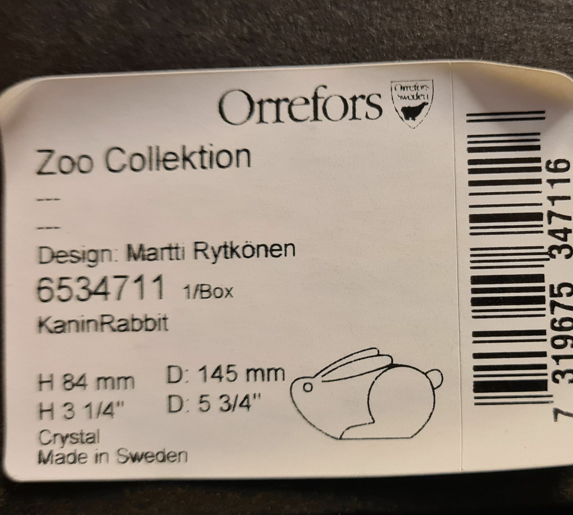 Orrefors Glass Figurine Rabbit 2