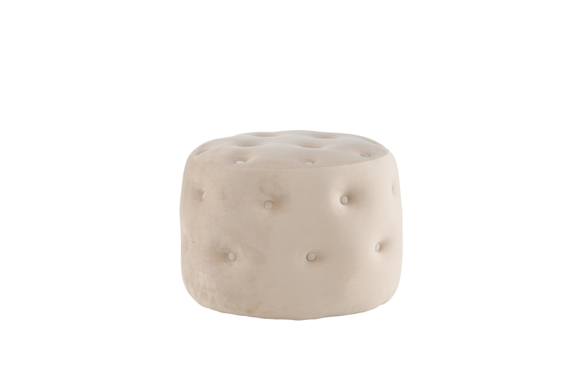 Benjamin Pouf Samt Beige Ø55cm 1