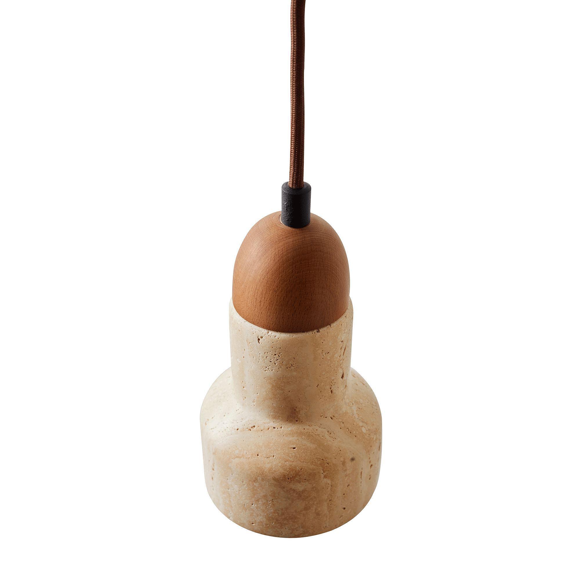 Swis Pendant Light Travertine Oak Wood Natural 9