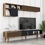 Milan Lowboard with Wall Shelf Walnut Brown Anthracite 3