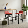 2x Bardot 0036 Wood Bar Stool Wood Leather Red 1