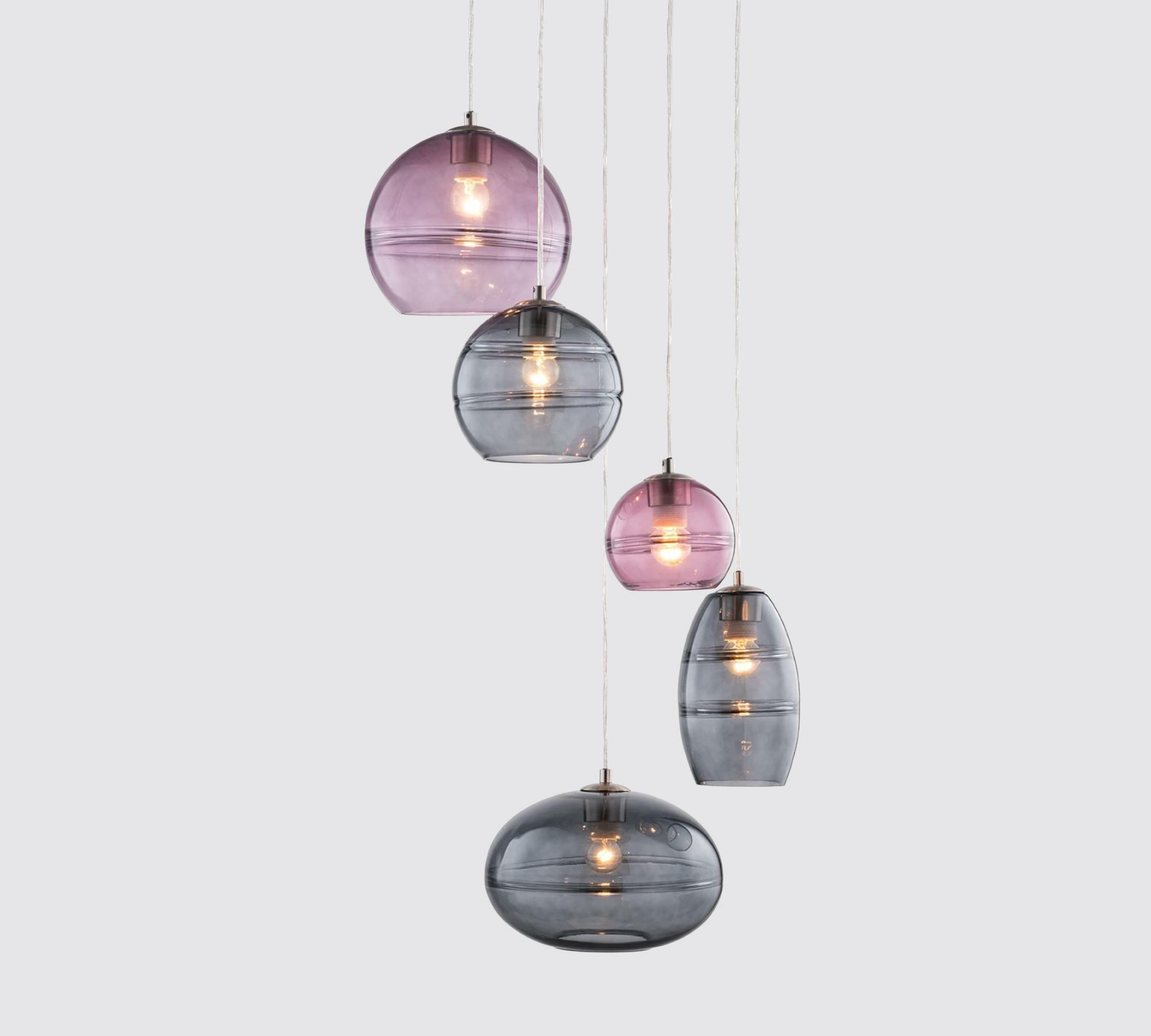 5-flammige Pendelleuchte Glas Bunt 0
