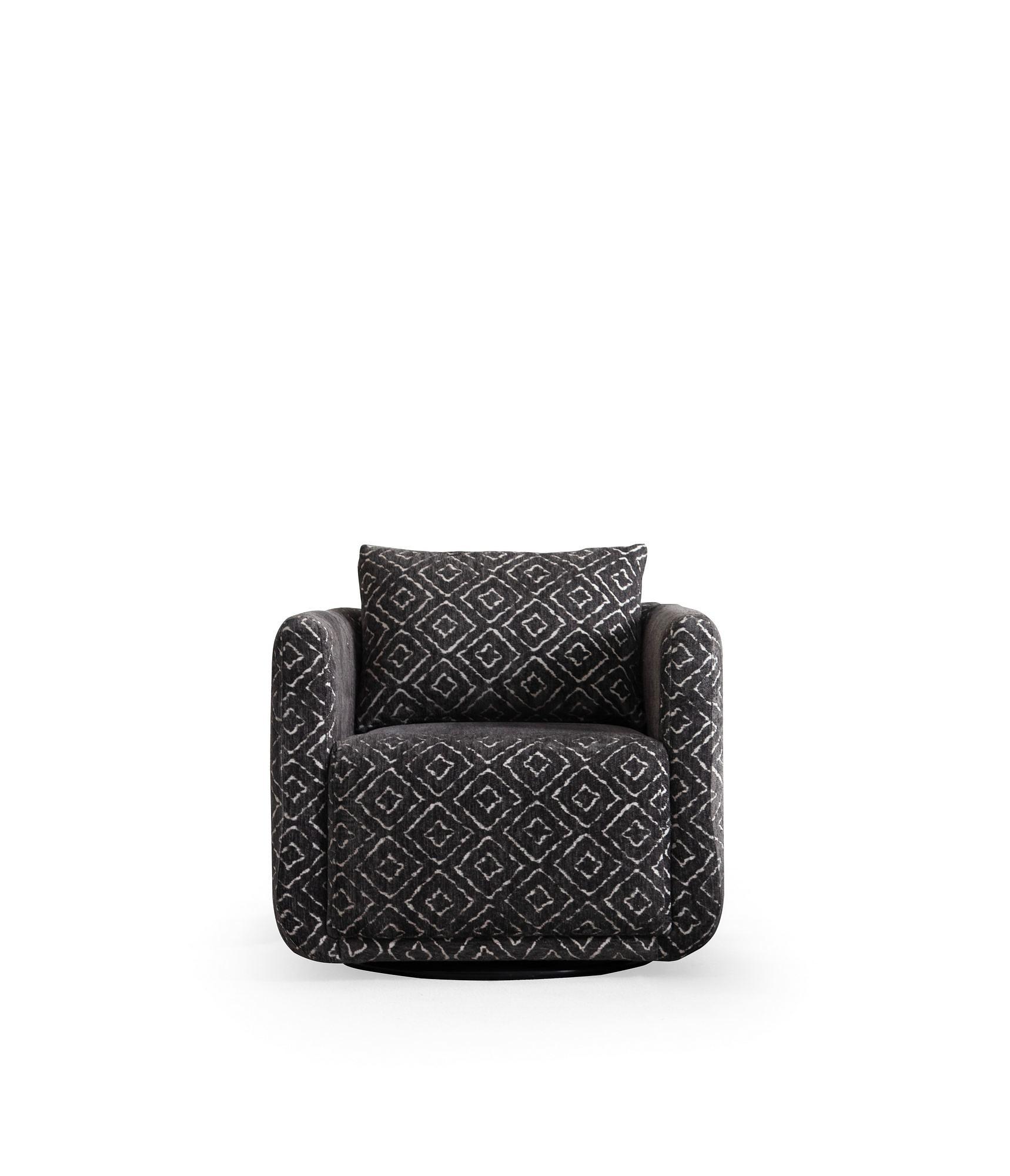Nora Armchair Black and White Patterned 1